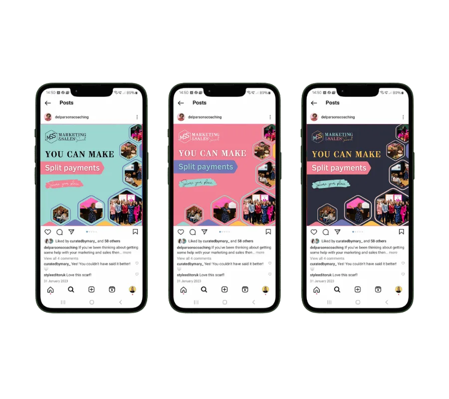 Marketing and Sales Summit social media template design on iphone